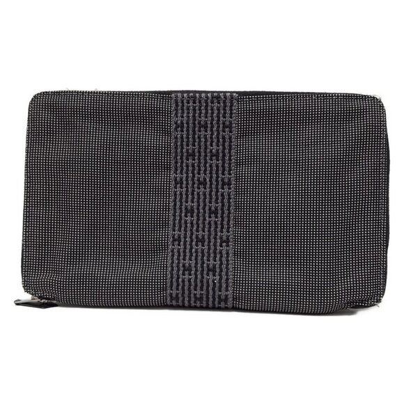 Auth HERMES Her Line Purse GM - Gray Black Polyamide Polyester None Long Wallet - Picture 2 of 6